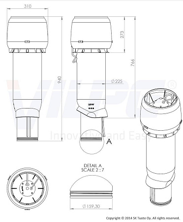 Р-Вентилятор EСо220/160/700 на постоянном токе Vilpe (Вилпе), кирпичный