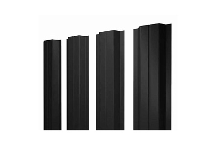 Штакетник металлический Grand Line, П-образный с прямым резом, Velur X 0.5, RAL 9005 черный Штакетник металлический Grand Line, П-образный с прямым резом, Velur X 0.5, RAL 9005 черный