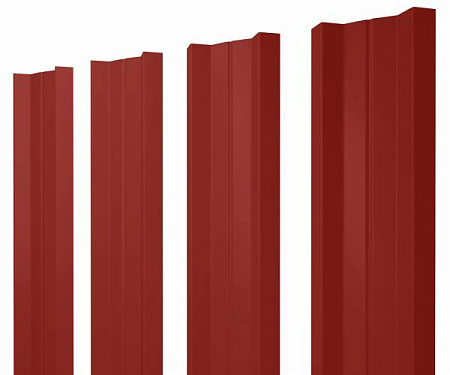 Штакетник металлический Grand Line (Гранд Лайн), М-образный с прямым резом, PE 0.45, цвет RAL 3009 (оксидно-красный)