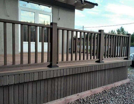 Перила ДПК (пустотелый) CM Railing, 3000х90х45 мм, TEAK (тик)