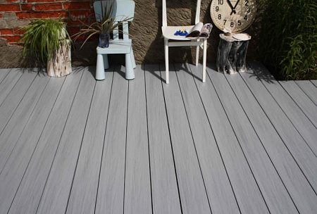 Террасная доска Практик мультиколор Terrapol / Террапол ДПК пустотелая с пазом, 3000х147х23 мм, цвет прованс