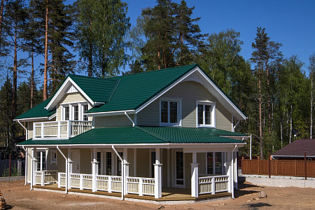Металлочерепица Гранд Лайн / Grand Line, коллекция Классик, 0.5 Satin Zn 140, цвет RAL 6005 (зеленый мох)