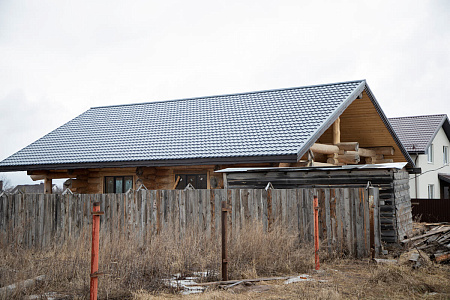 Металлочерепица Гранд Лайн / Grand Line, коллекция Kvinta plus, 0,5 Satin Zn 140, цвет RAL 7024 (мокрый асфальт)