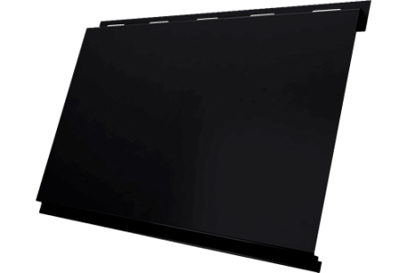 Металлический сайдинг Гранд Лайн / Grand Line профиль Вертикаль классик, Velur 0.5 с пленкой, цвет Ral 9005 (черный янтарь)