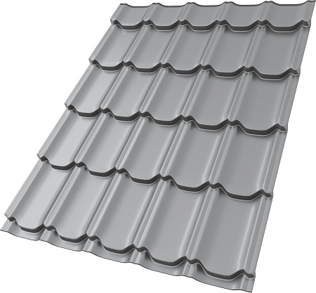 Металлочерепица Гранд Лайн / Grand Line, коллекция Kvinta плюс, 0.5 Satin Zn 140, цвет RAL 7004 (сигнально-серый)
