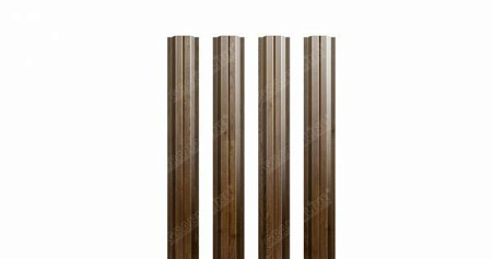 Штакетник металлический Grand Line (Гранд Лайн), П-образный с прямым резом, Print elite dp 0.45, цвет Antique Wood (Античный дуб)